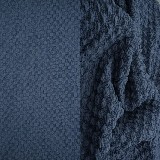 1 Yard Cauliflower Jacquard Knit Fabric, 59/60&Prime; Wide Polyester Spandex Blend DENIM VINTAGE {1}