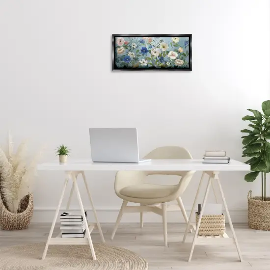 Stupell Industries Mixed Garden Blooms on Blue Floating Frame By Nan {2}