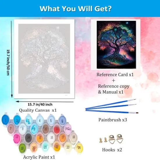 Tree of Life Paint by Numbers for Adults Beginner Canvas Arts Craft for Home Wall Decor 16x20 Inch {4}