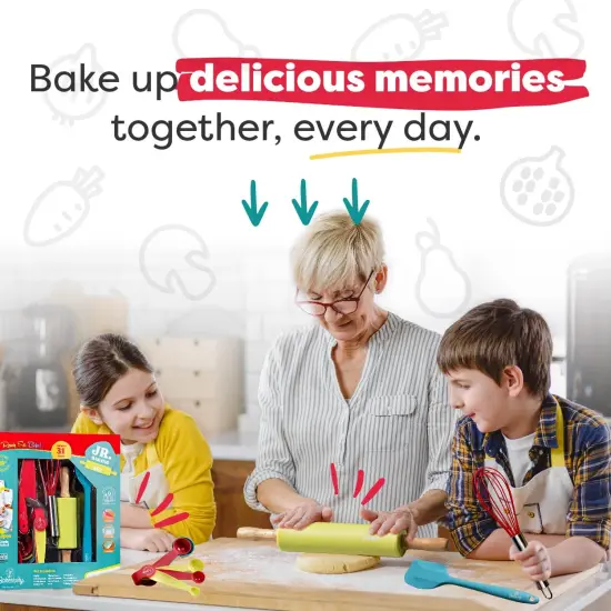 Baketivity 31 Pcs Kids Cooking & Baking Set with Kids Knife & Real Cooking Utensils - Kid Safe Knife & Cooking Tools - Kids Baking Set Gift for Girls & Boys Including Nylon Knife for Kids {4}