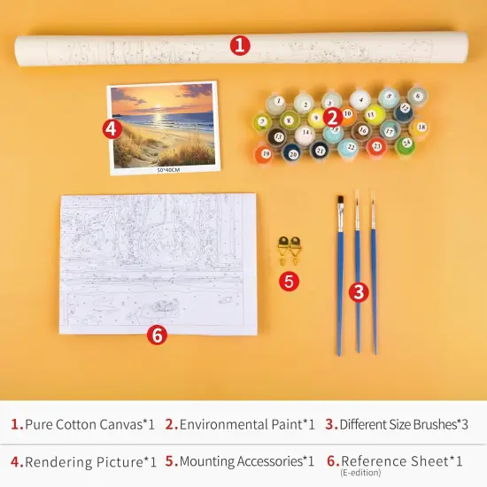 Beach Scenery Paint by Numbers on Canvas Arts Craft(Frameless) 16x20 Inch {3}