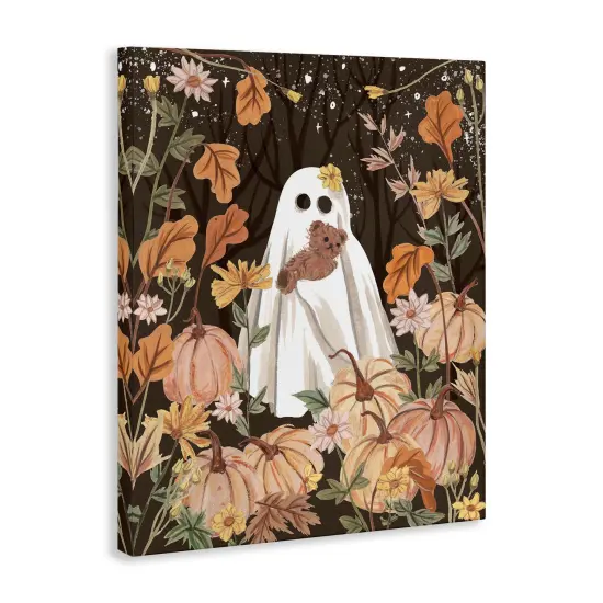 Stupell Industries Pumpkins & Ghost with Teddy Bear Canvas By Melissa Wang {3}