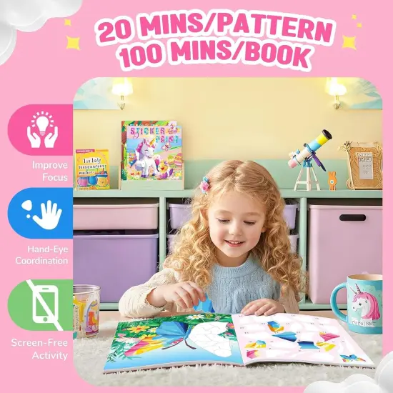 2PCS Paint by Number Sticker Book Travel Activities for Girls Kids {4}