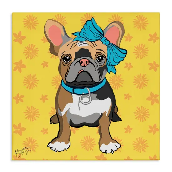 Stupell Industries Fashionista Puppy over Flowers Canvas By Elizabeth Medley {1}