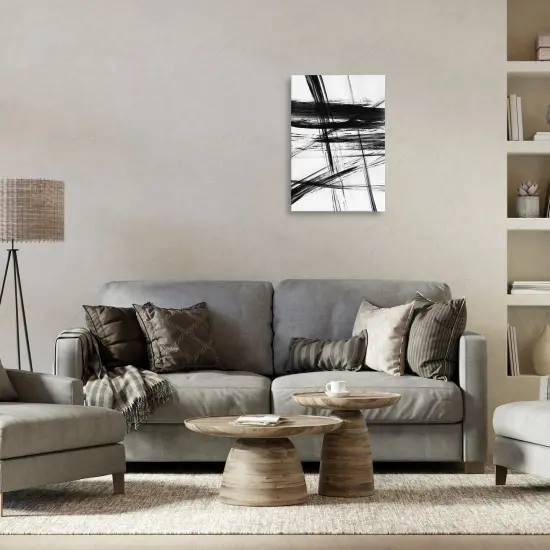 Stupell Industries Minimal Black Streaks on White Canvas By Judith Shapiro {8}