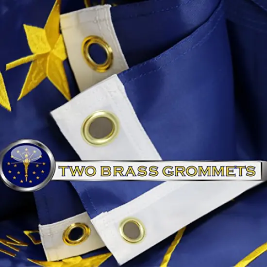 Indiana State Flag 300D Embroidered Polyester 3x5 Ft {3}