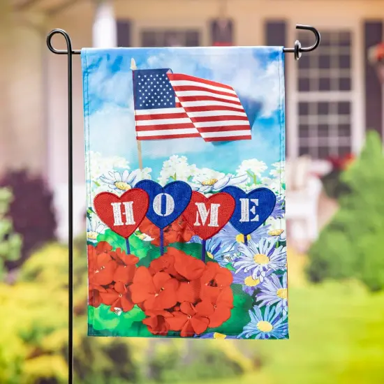 Patriotic Home In Hearts Garden Flag 2 Sided Applique {2}