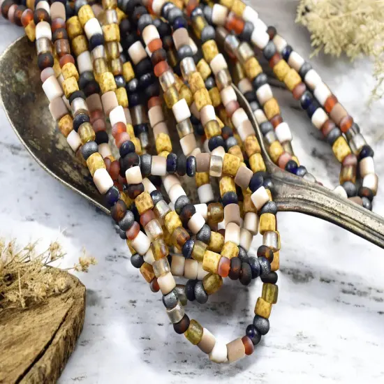 6/0 Aged Matte Honeycomb Tube Picasso Mix Seed Beads (20" Strand) {4}