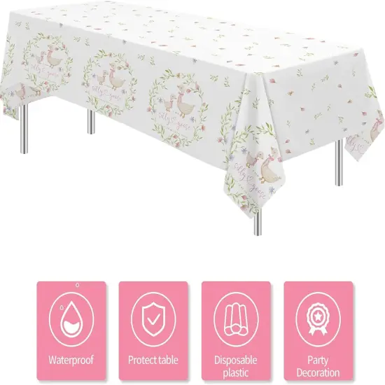 Pink Silly Goose Baby Shower Decorations Tablecloth {2}