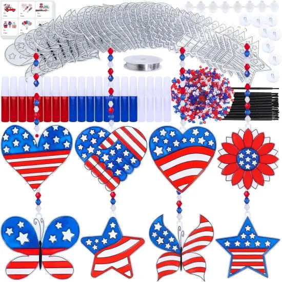 24 Sets Patriotic Suncatchers Ornaments Decorations {1}