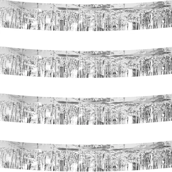 120 Inches - 4pack Foil Fringe Garland Metallic Wall Hanging Drapes(Silver) {1}