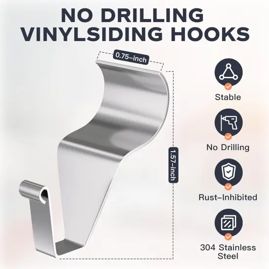 Vinyl Siding Hooks, (8 Pack) No Drilling Siding Clips {2}
