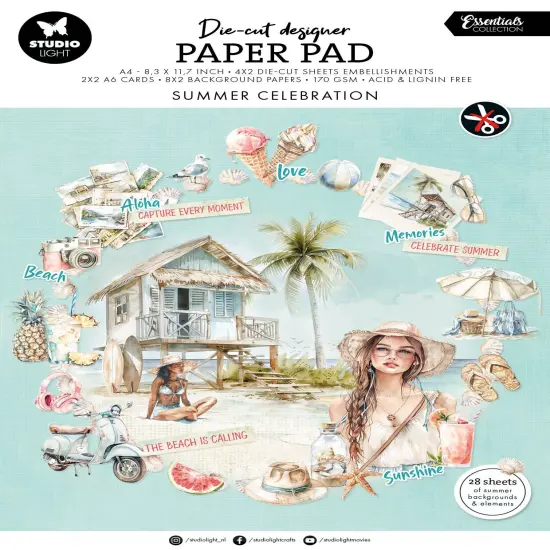 Studio Light Essentials Die-Cut Paper Pad 8.25"X11.5" 28/Pkg-Summer Celebration {1}