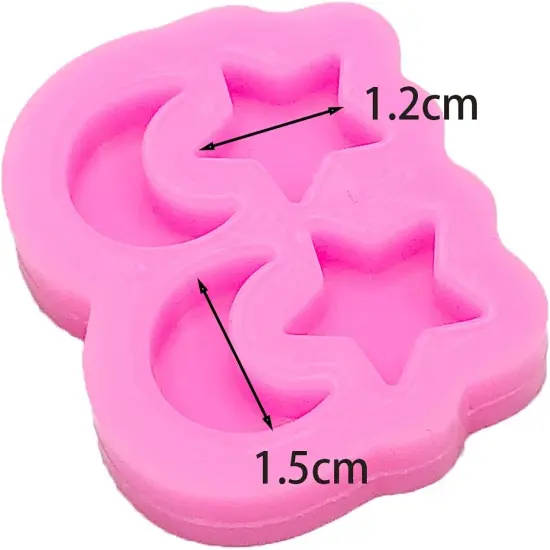 2Pcs Shiny Glossy Mini Star and Moon Earring Shape Silicone Molds {2}