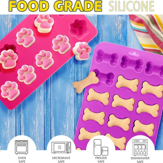 Reusable Silicone Molds with Puppy Dog Paw and Bone Shaped (2 Pack) {2}