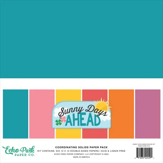 Echo Park Solids Collection Kit 12"X12"-Sunny Days Ahead {1}