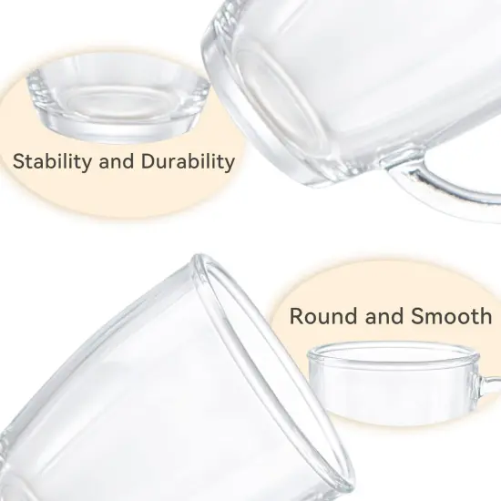 6 PACK,12 OZ - Premium Glass Coffee Mugs with Handle. {5}