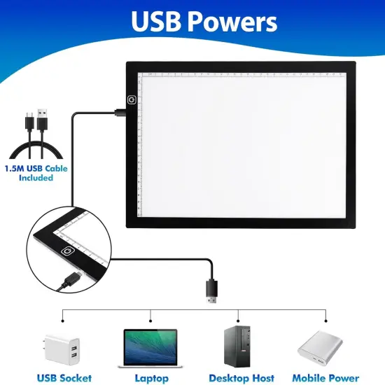 A4 Light Pad for Tracing & Weeding Vinyl, LED Copy Board Light Tracing Box Ultra-Thin Adjustable USB Power for Vinyl Weeding Tools {4}