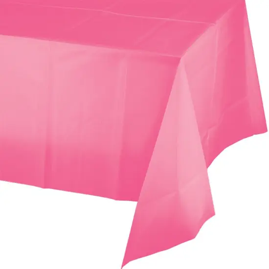 12 pc Bulk Candy Pink Plastic Table Covers {1}
