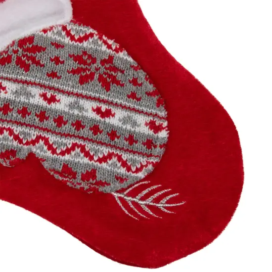 Northlight 20.5-Inch Red and White Winter Mittens Embroidered Christmas Stocking {6}