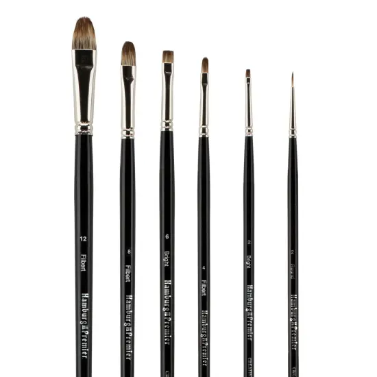 Creative Mark Hamburg Premiere Professional Oil Painting Brushes - 3 Packs of Explorer Set of 6Oil Paint Brushes - Handmade in Germany, Natural & Synthetic Blend, Long Triple-Lacquered Birch Handle {4}