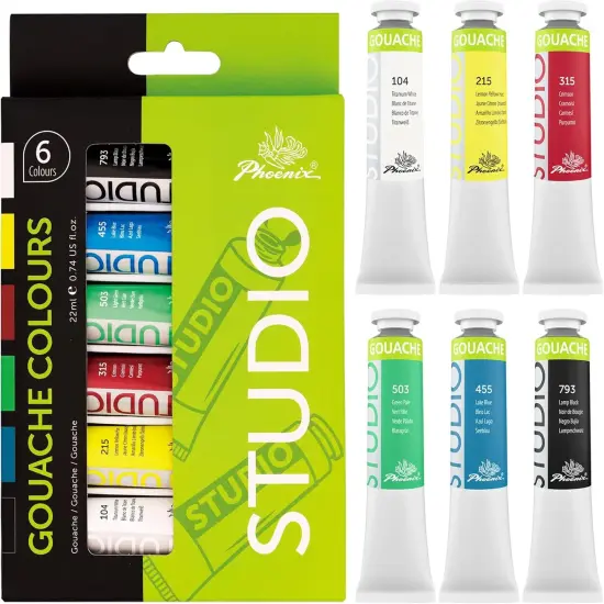 Gouache Paint Tubes - 6x22ml / 0.74 Fl Oz Non-toxic Gouache Painting Supplies Art Paints Set for Adults, Beginners, Students {1}