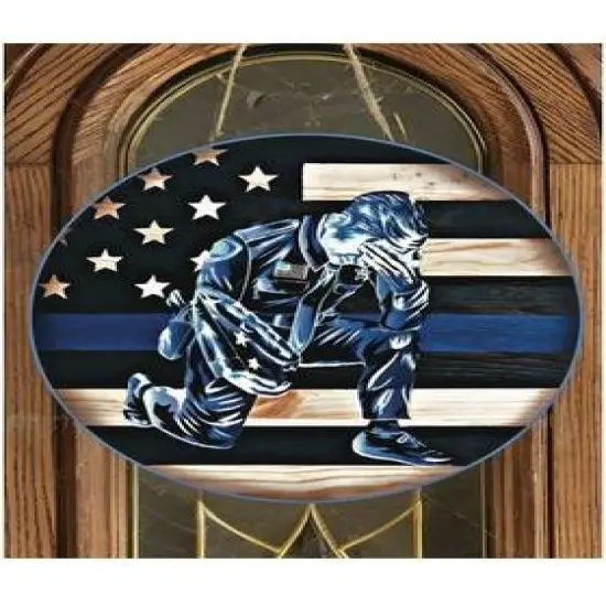 Police Officer Thin Blue Line Round Sign {4}