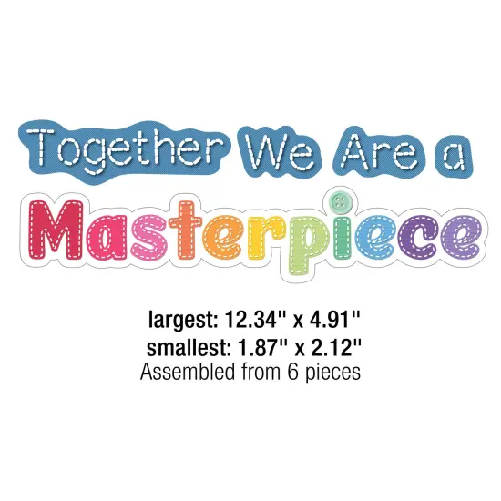 Carson Dellosa Crafty and Cool 54-Piece Together We Are a Masterpiece Motivational Bulletin Board Set, Colorful Quilt Squares and Denim Strips Classroom Decor {3}