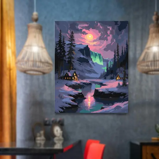 Snow Mountain Paint by Numbers Kit for Adults Beginner Waterfall Adult Paint by Number Kits On Canvas River Cabin Oil Painting Kit for Adults Kits for Gift Home Wall Decor 16x20 Inch {4}