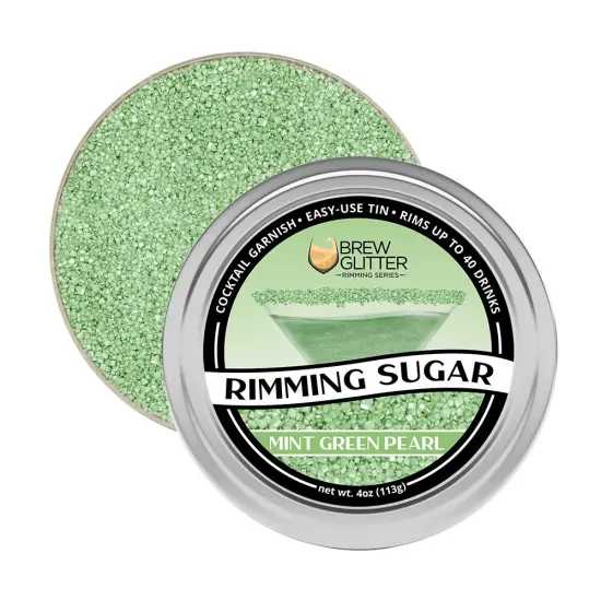 Brew Glitter - Mint Green Pearl Rimming Sugar (4oz, 1x Bar Tin) Cocktail Garnish for Mixed Drinks and Beverages {5}