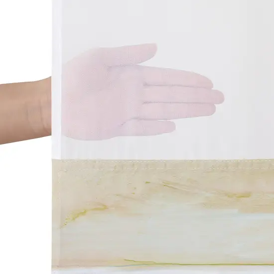 Americanflat 72x75 Hookless Shower Curtain - Abstract Pink Cream Shower Curtain with Sheer Panel, Snap-In Liner, and Grommets - 100% Polyester {5}