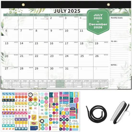 2025-2026 Magnetic Desk Calendar Planner - 17" X 12" - Plant {1}
