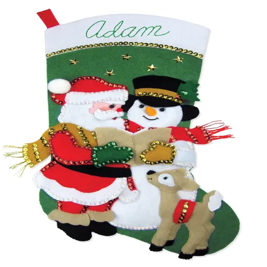 Design Works Felt Stocking Applique Kit 18" Long-Carolling Friends {3}