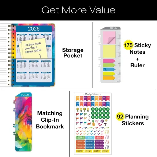 Hardcover Academic Year 2025-2026 Planner - 5.5"x8" - (Rainbow Petals) {2}