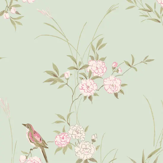 Rachel Ashwell Bird Chinoiserie Green Wallpaper {4}