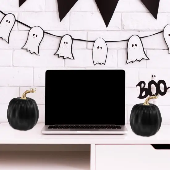 4 Pcs Black Artificial Pumpkins {5}