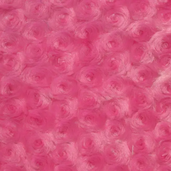 1 Yard Fuchsia Minky Rosebud Fabric 58/60" Width Rose Swirl Texture {1}
