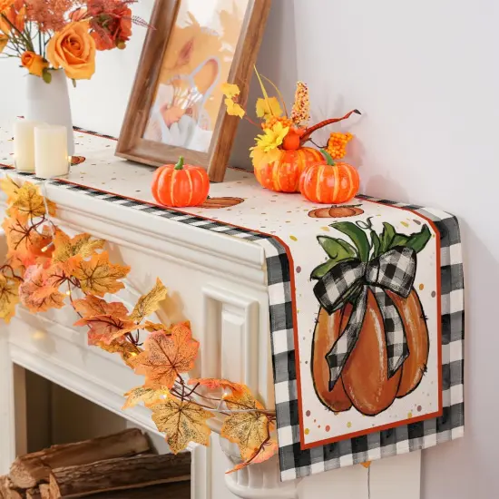 Fall Table Runner, Fall Decorations for Home Pumpkin Runner,13x72 Inch {3}