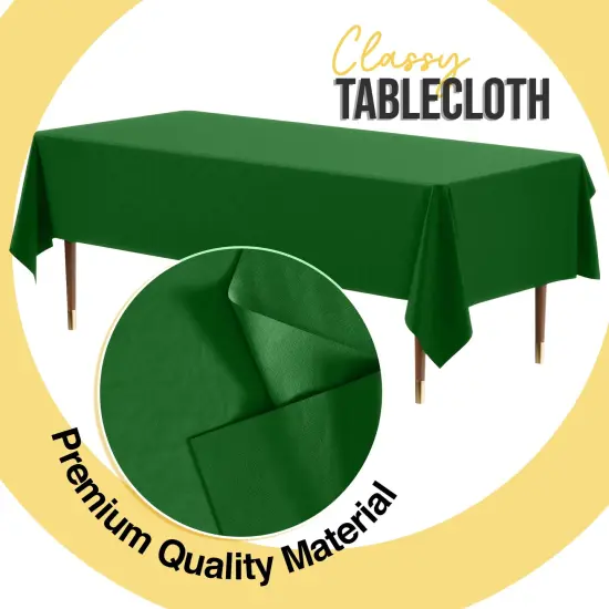 Exquisite 12-Pack Premium Plastic Tablecloth 54in. x 108in. Rectangle Plastic Table Cover Emerald {5}