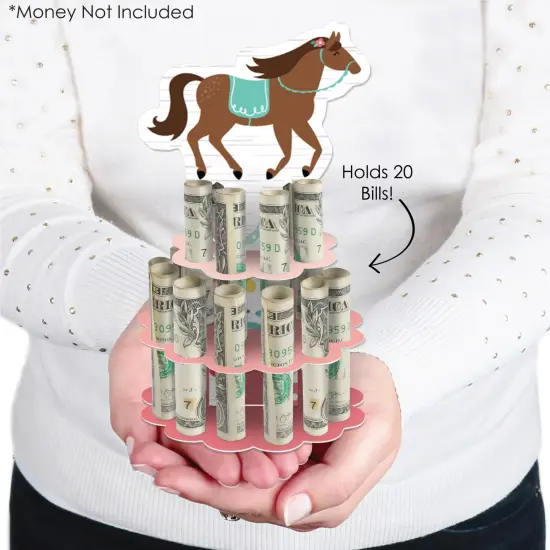 Big Dot of Happiness Run Wild Horses - DIY Pony Birthday Party Money Holder Gift - Cash Cake {3}