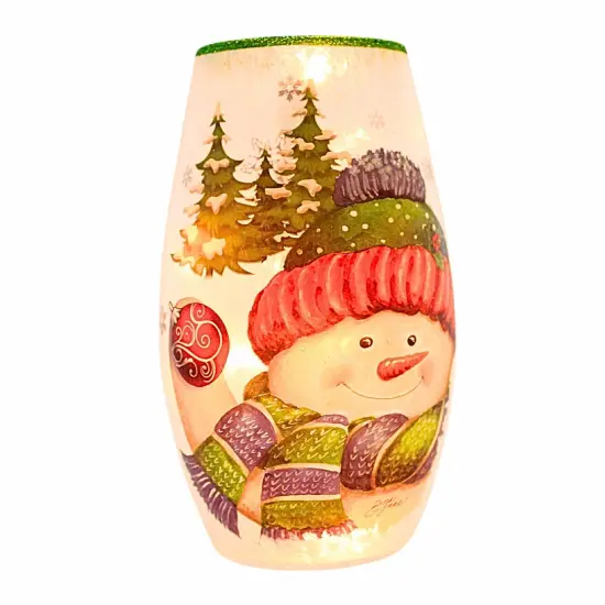 Stony Creek 7.25 In Jolly Snowman Pre-Lit Med Christmas Lighted Glass Accent , Christmas Decor Electric Windy Winter Snow ORNAMENT {1}