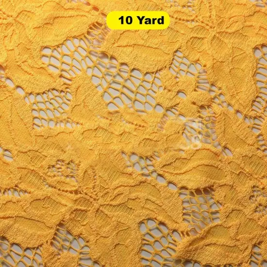 Blossom Lace Fabric 4-Way Stretch Nylon Spandex 58/60" Wide for Apparel & Accessories Yellow {1}