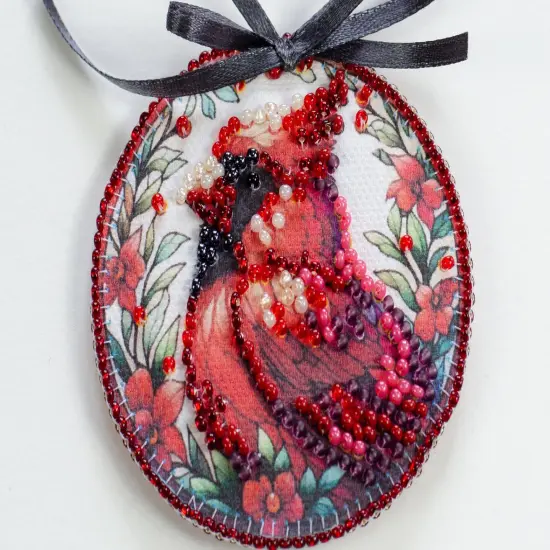Bead Embroidery Kit Decoration - Red cardinal {4}