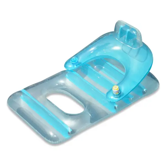 Swim Central 66" Inflatable Light Blue and Clear Classic Swimming Pool Lounge Chair {4}