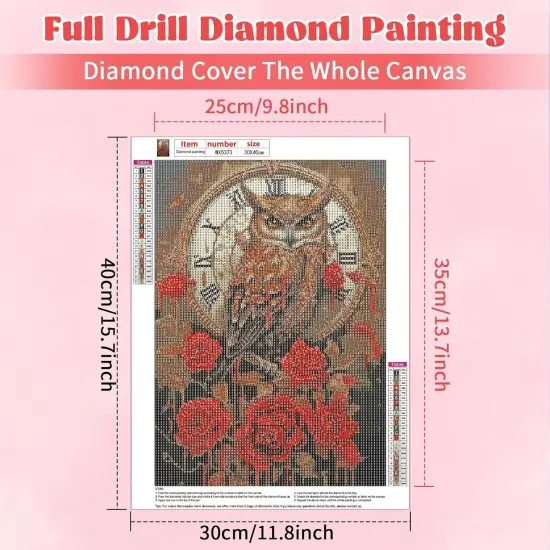 Bird Diamond Art Kits, Owl Diamond Art Kits for Adults 5D 12x16Inch/30x40cm {2}