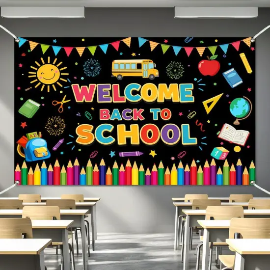 Black Welcome Back To School Banner {5}