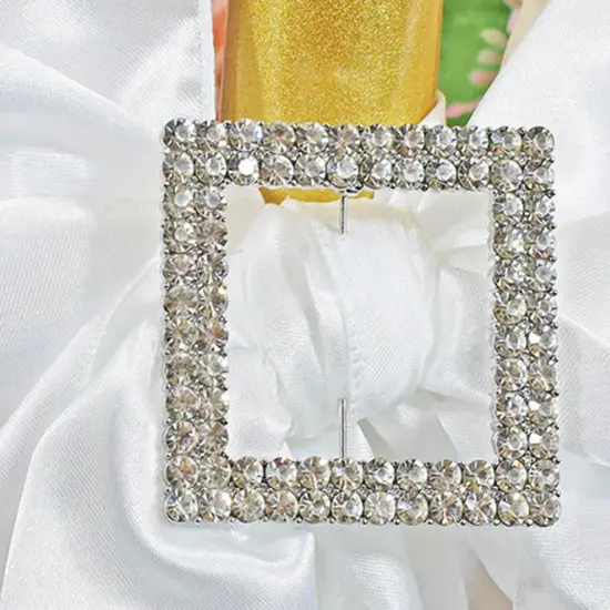 Square Rhinestone Chair Sash Buckle for Wedding Decor 2 Inch Width {4}