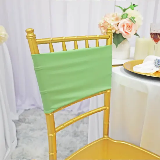 10 Pieces Soft Mint Green Stretch Spandex Chair Bands 7 x 13 Inches {2}