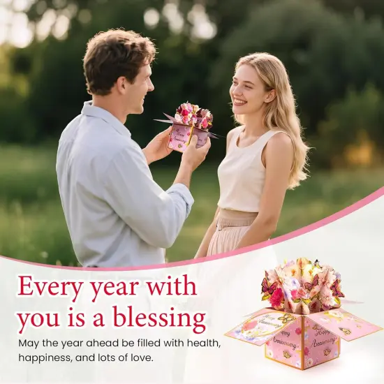 3D Pop Up Cards with Music, Romantic LED Light 3D Flower Gift Box, Handmade Foldable Greeting Cards Box with Envelope for Anniversary,Festivals & Special Occasions {2}