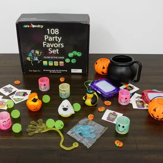 4E&rsquo;s Novelty 108 pcs Glow in the Dark Toys - 36 Mini Bouncy Balls, 36 Coil Spring Toys, 36 Sticky Hands Party Favor - Toys for Birthday Party Supplies {6}